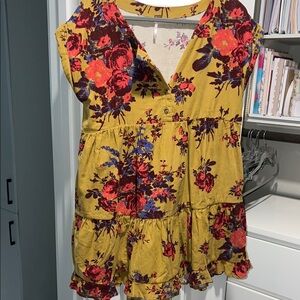 Free People Corduroy Yellow Floral Dress
